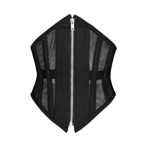 Black Net Sexy Under Bust Waspie Corset With Zipper
