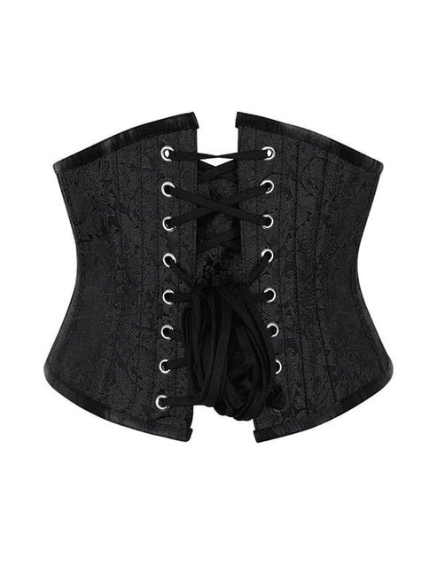 Black Brocade Waist Steel Boned Sexy Underbust Corset Black Brocade Waist Steel Boned Sexy Underbust Corset