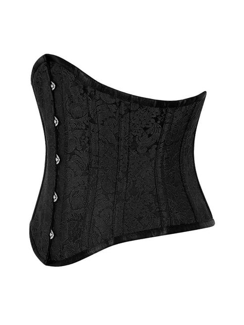 Black Brocade Waist Steel Boned Sexy Underbust Corset Black Brocade Waist Steel Boned Sexy Underbust Corset