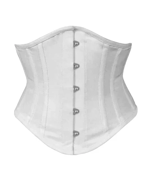 White Cotton Waspie Corset Short Underbust Waist Cincher