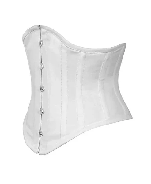 White Cotton Waspie Corset Short Underbust Waist Cincher