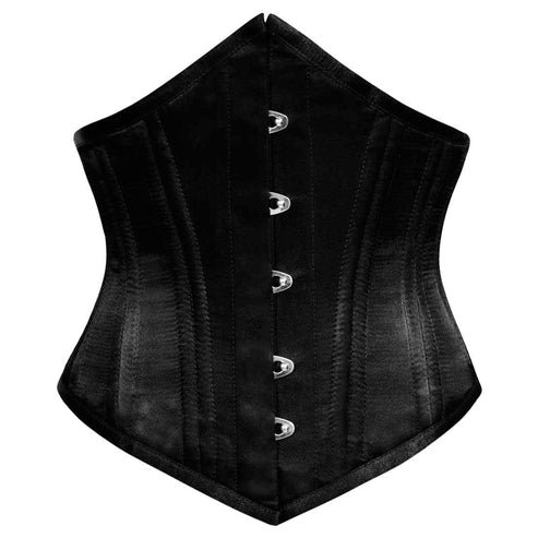 Steel Boned Waist Training Sexy Black Satin Corset