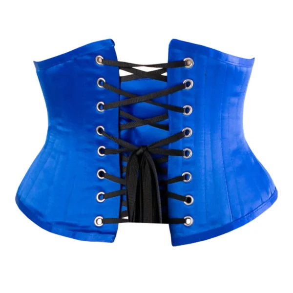 Blue Satin Waist Training Waspie Underbust Corset