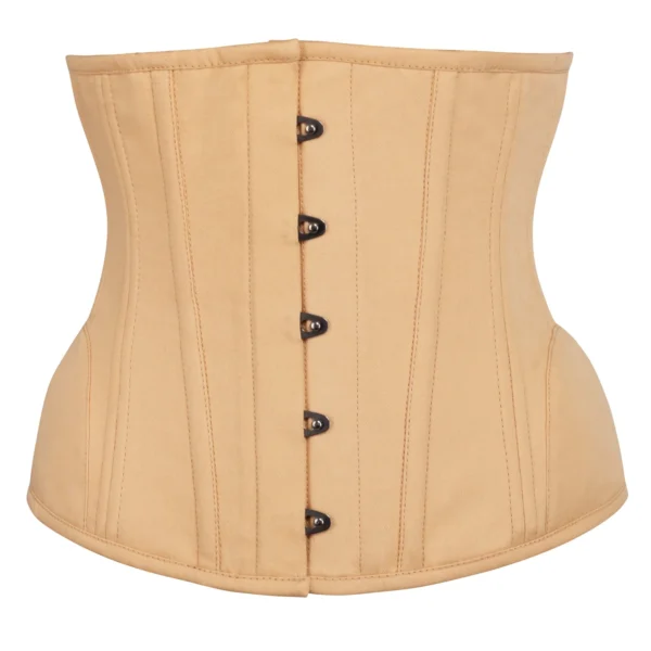 Underbust Waist Trainer In Beige Cotton Twill with Curved Hem