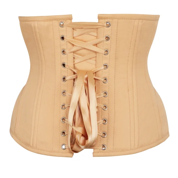 Underbust Waist Trainer In Beige Cotton Twill with Curved Hem