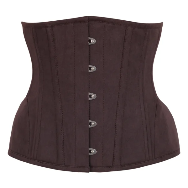 Waist Trainer In Brown Cotton with Curved Hem And Hip Panels