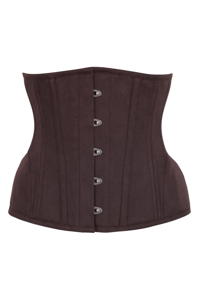 Waist Trainer In Brown Cotton with Curved Hem And Hip Panels