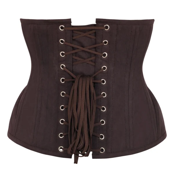 Waist Trainer In Brown Cotton with Curved Hem And Hip Panels