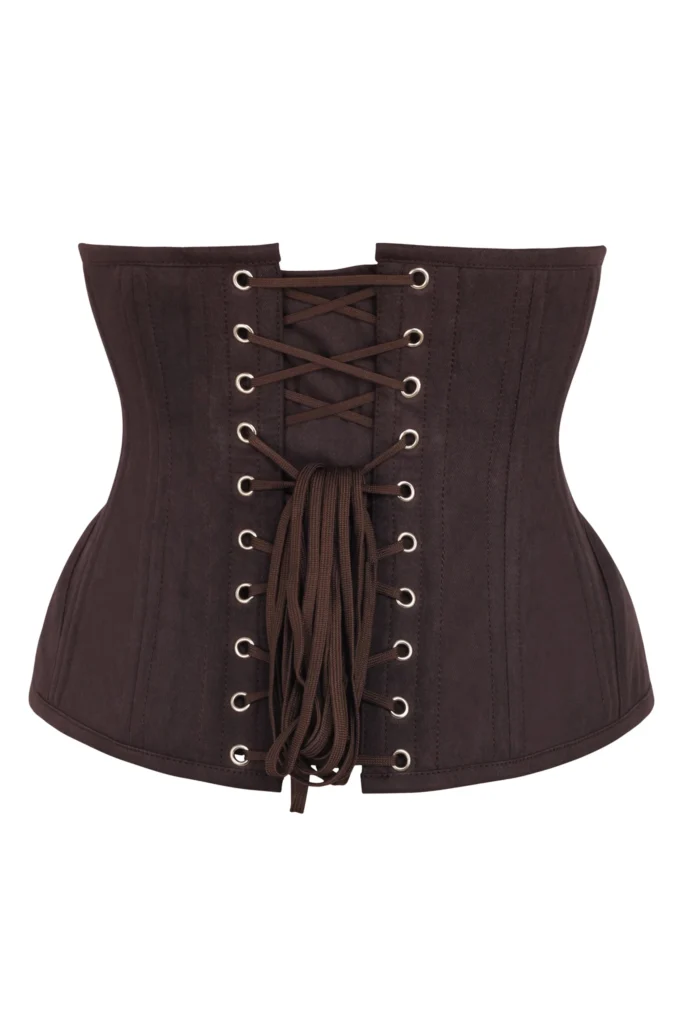 Waist Trainer In Brown Cotton with Curved Hem And Hip Panels