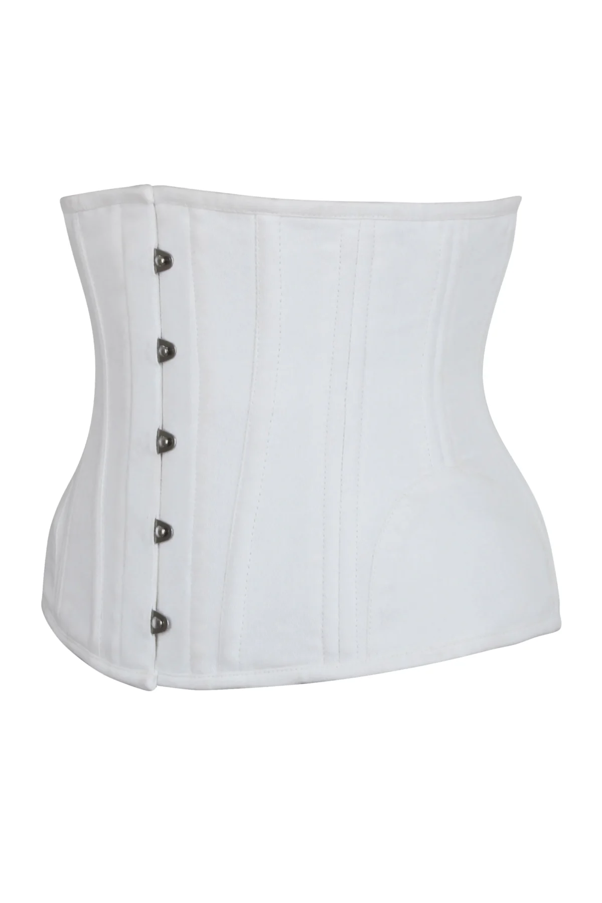 Underbust Waist Trainer in White Cotton Twill with Curved Hem