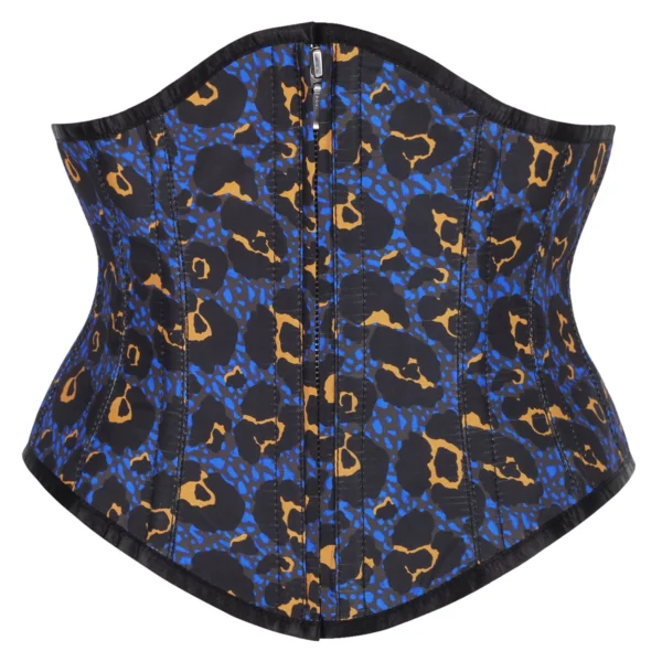 Front Zip Purple Leopard Print Waspie Corset
