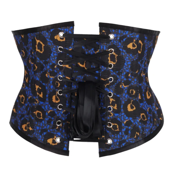 Front Zip Purple Leopard Print Waspie Corset
