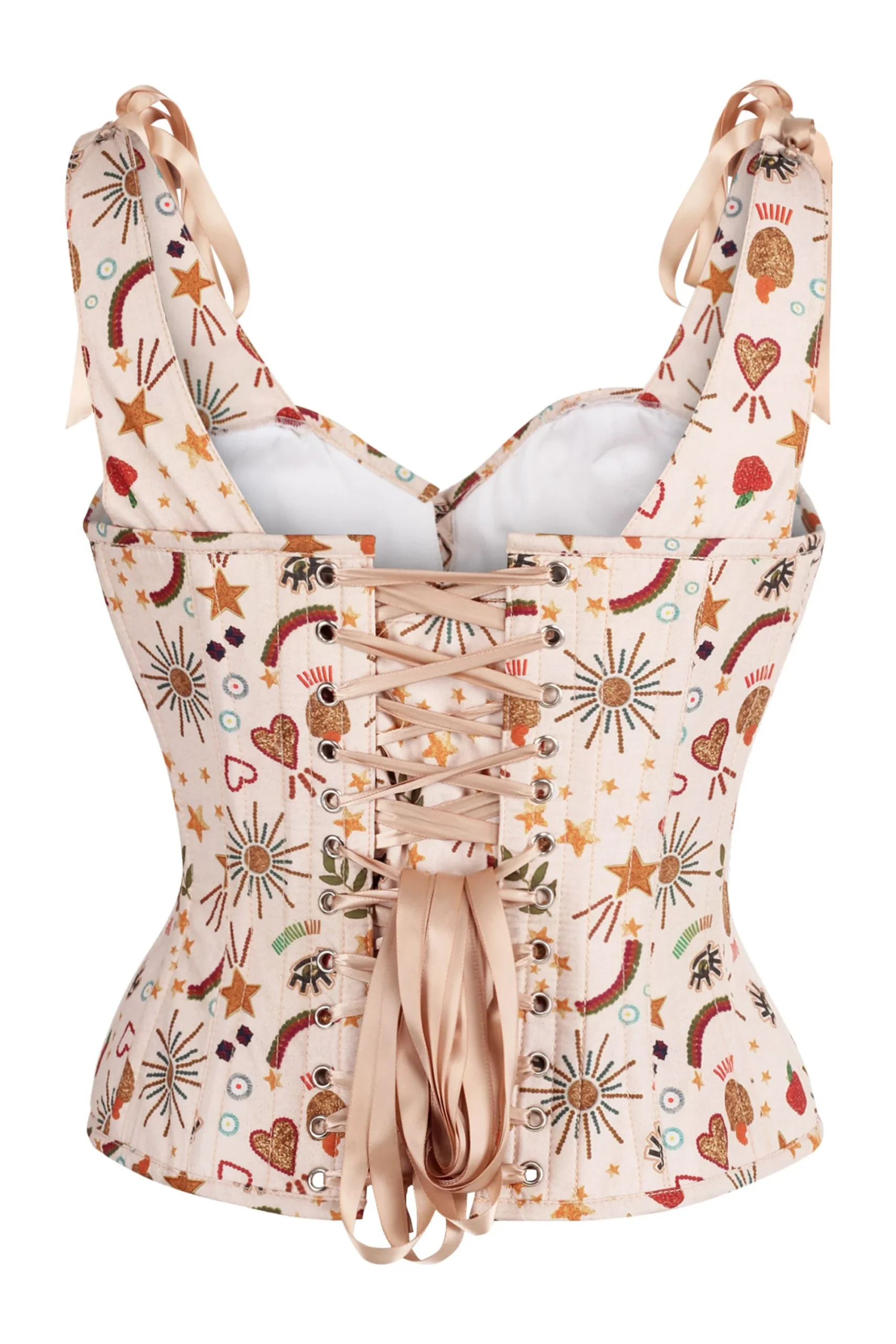 Cotton Print Corset Top with Bow Detail Cotton Print Corset Top with Bow Detail