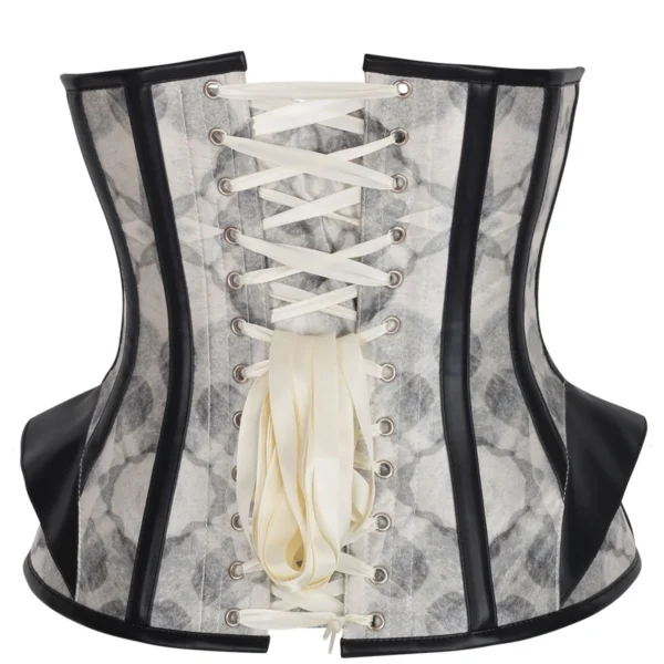 Shadow Grey Overbust Gothic Corset with Leather Trim