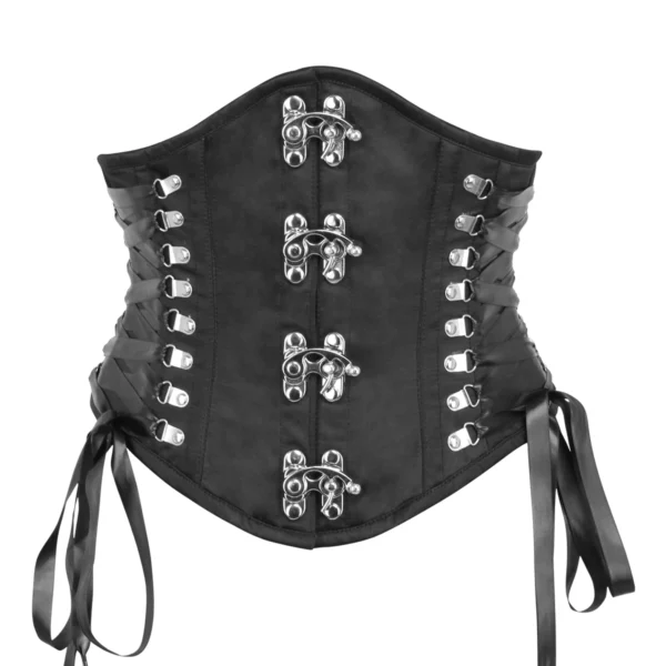 Black Steampunk Waspie Corset with Side Ribbon detail