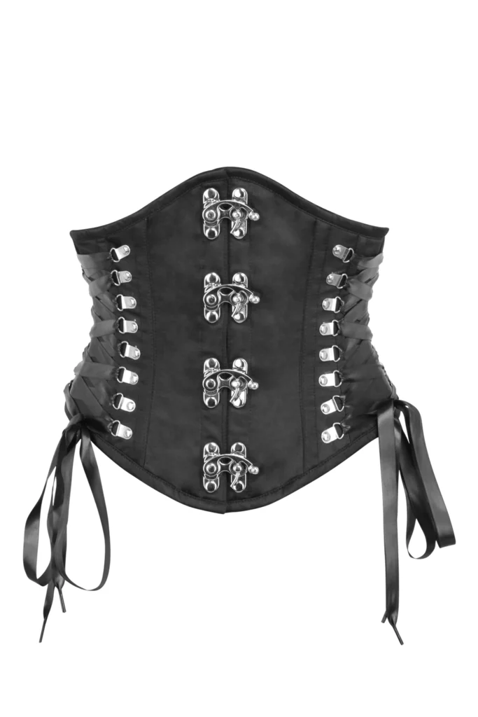 Black Steampunk Waspie Corset with Side Ribbon detail
