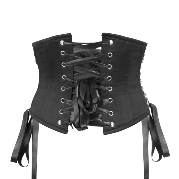 Black Steampunk Waspie Corset with Side Ribbon detail