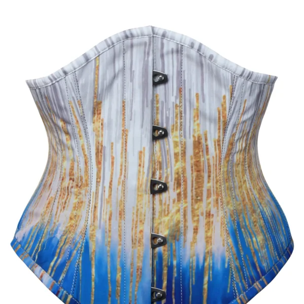 Blue and Gold Waspie Underbust Corset