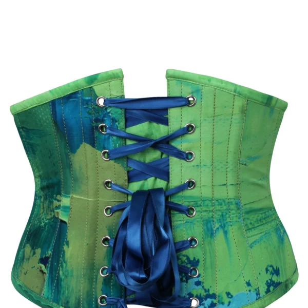 Green and Blue Color Blot Waspie Corset