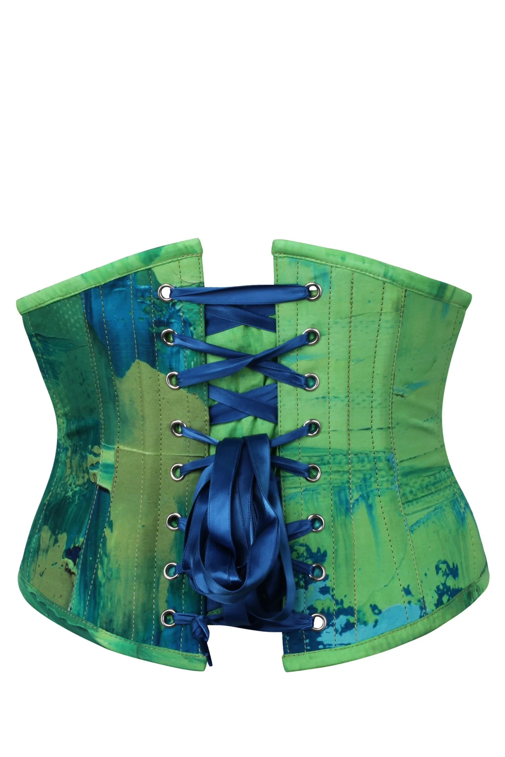 Green and Blue Color Blot Waspie Corset Green and Blue Color Blot Waspie Corset