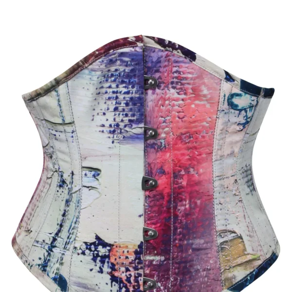 Vibrant Purple and Cream Snake Print Waspie Corset