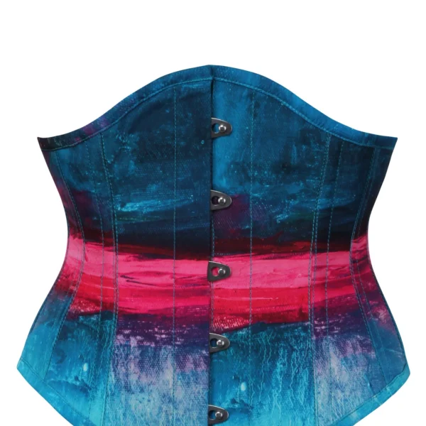 Stormy Night Blue and Pink Waspie Underbust Corset