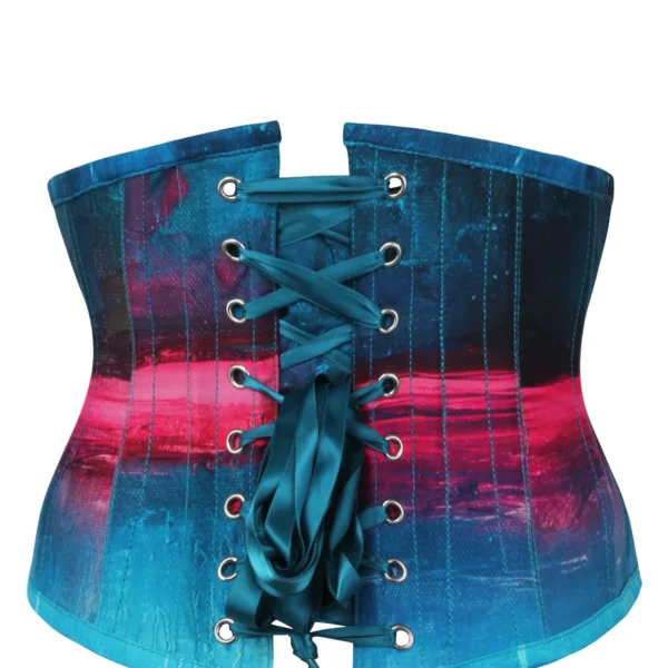Stormy Night Blue and Pink Waspie Underbust Corset