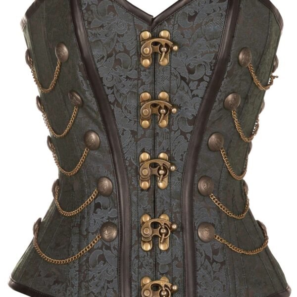 Black Steampunk Gothic Overbust Corset With Chains