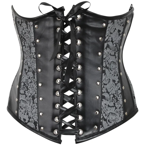 Brocade & PVC Gothic Corset with Front & Rear Closure
