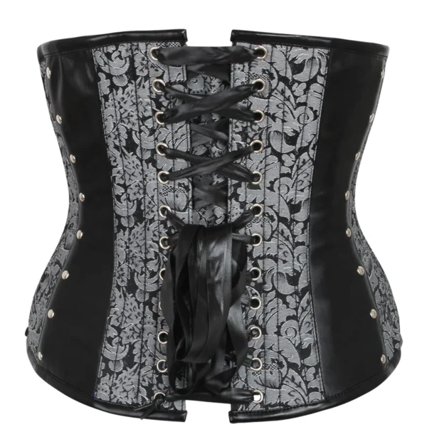 Brocade & PVC Gothic Corset with Front & Rear Closure