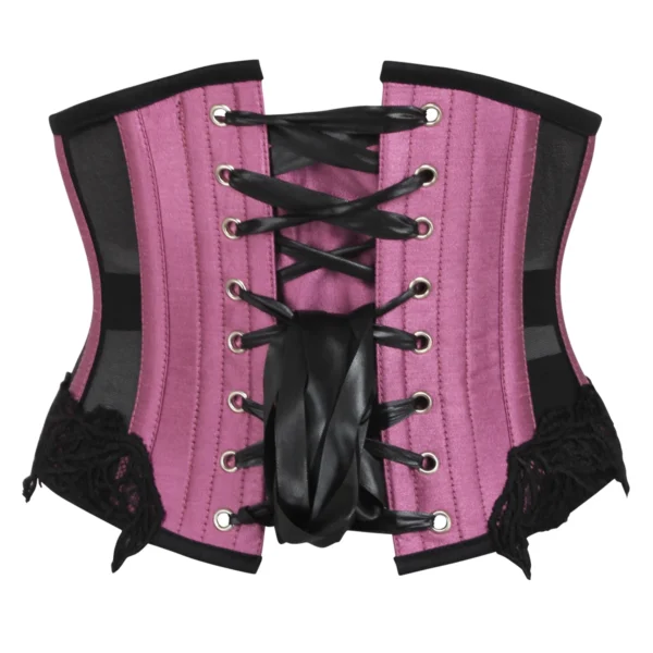 Pink Underbust Waspie Corset with Black Mesh Panels