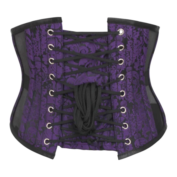 Purple Brocade Waspie Corset with Mesh Panels