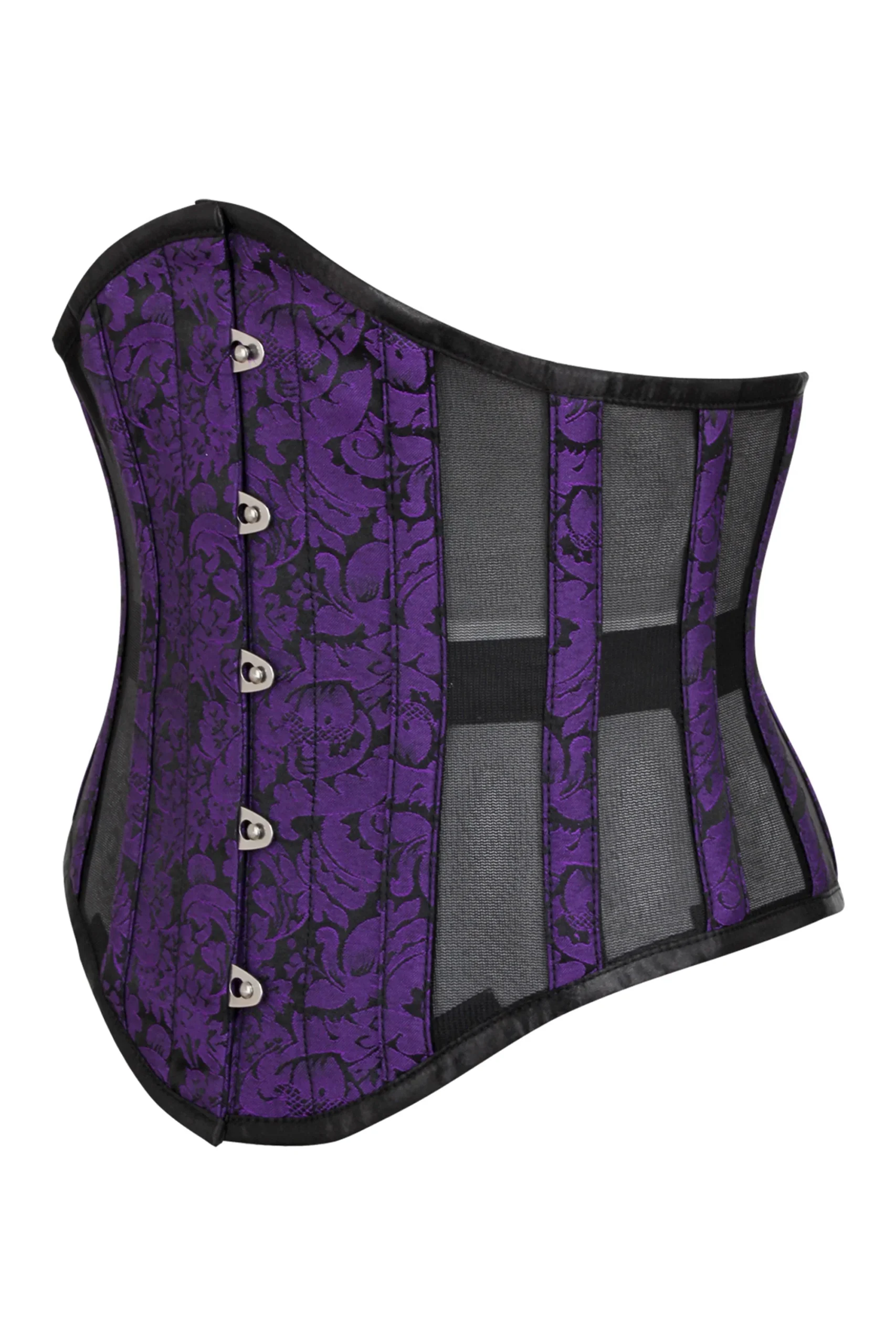 Purple Brocade Waspie Corset with Mesh Panels Purple Brocade Waspie Corset with Mesh Panels
