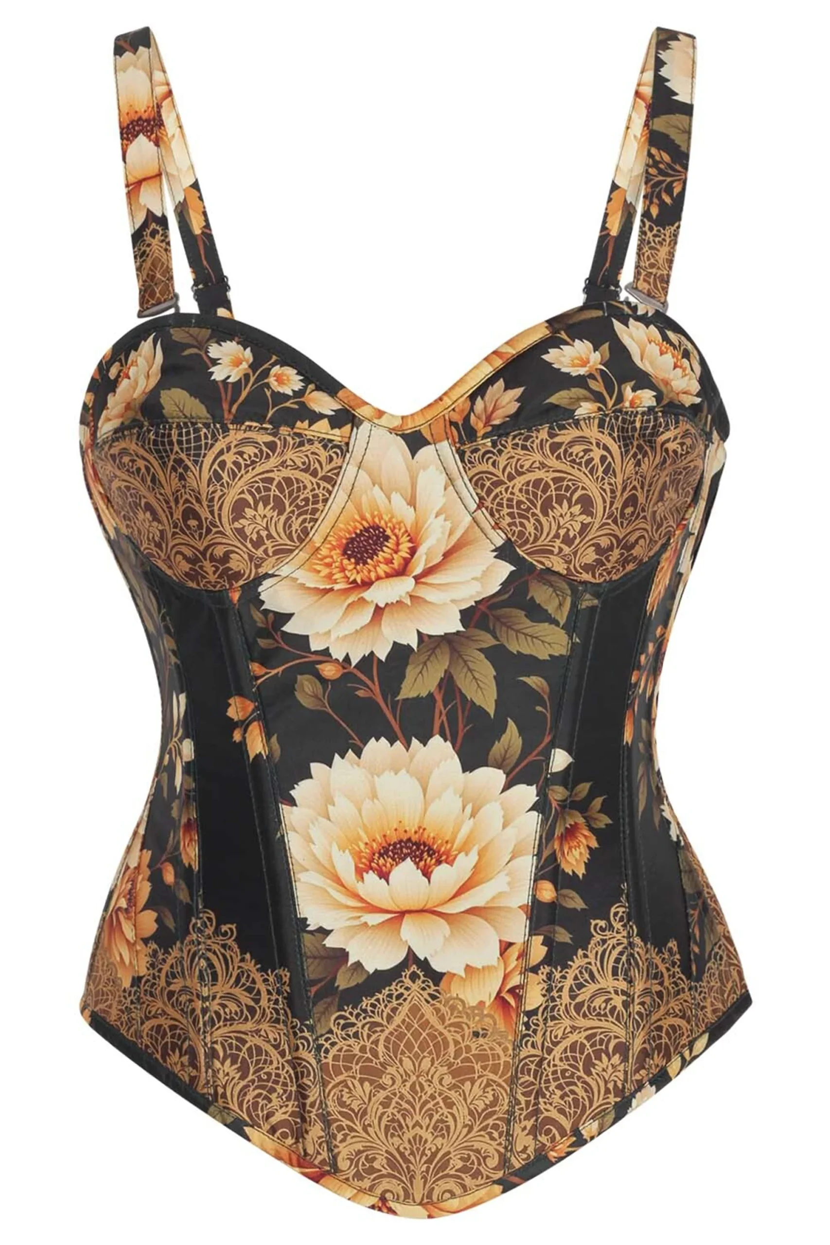 Baroque Bloom Overbust Corset with Adjustable Straps Baroque Bloom Overbust Corset with Adjustable Straps