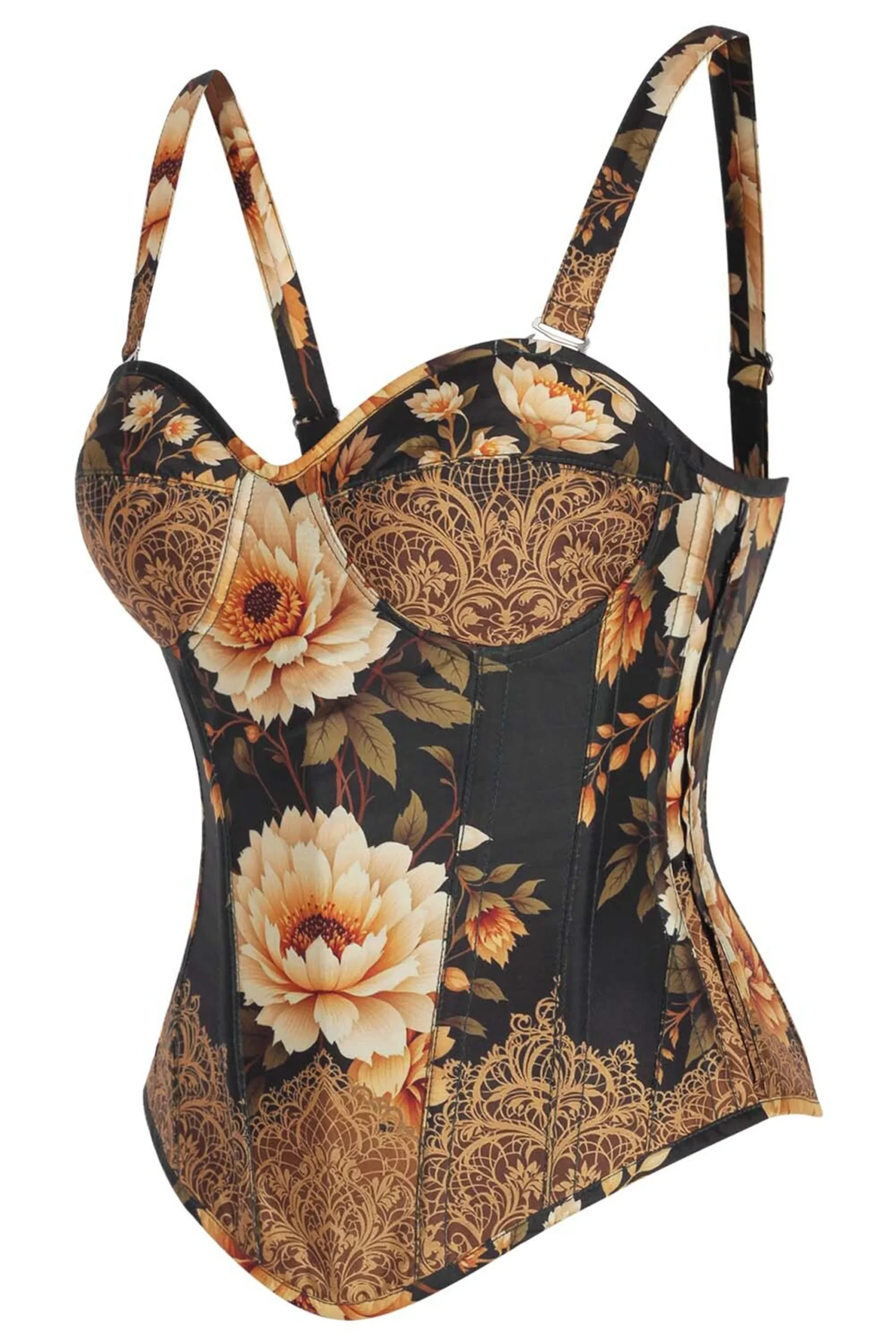 Baroque Bloom Overbust Corset with Adjustable Straps Baroque Bloom Overbust Corset with Adjustable Straps