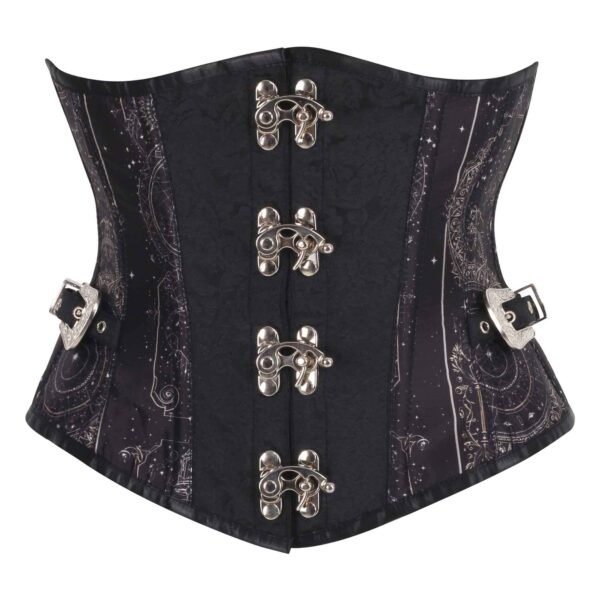 Black Underbust Gothic Corset with Ornate Swing Hooks