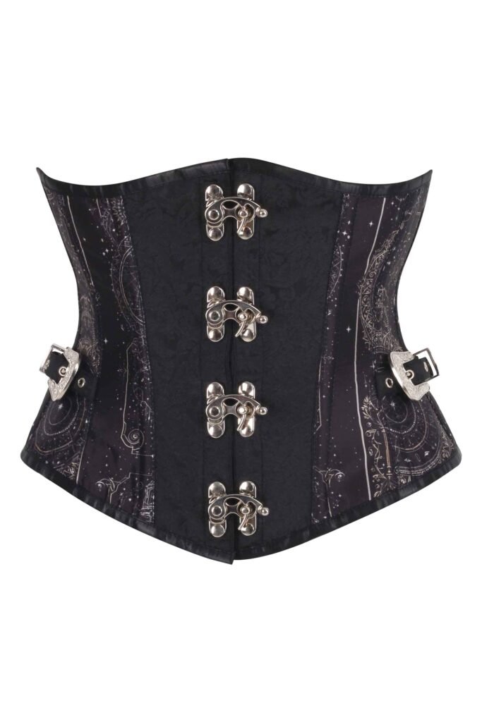 Black Underbust Gothic Corset with Ornate Swing Hooks