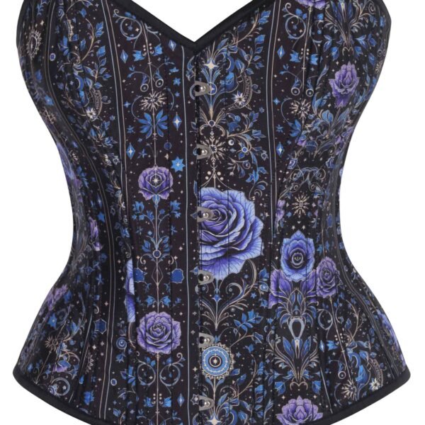 Starlit Roses Overbust Floral Satin Corset Top