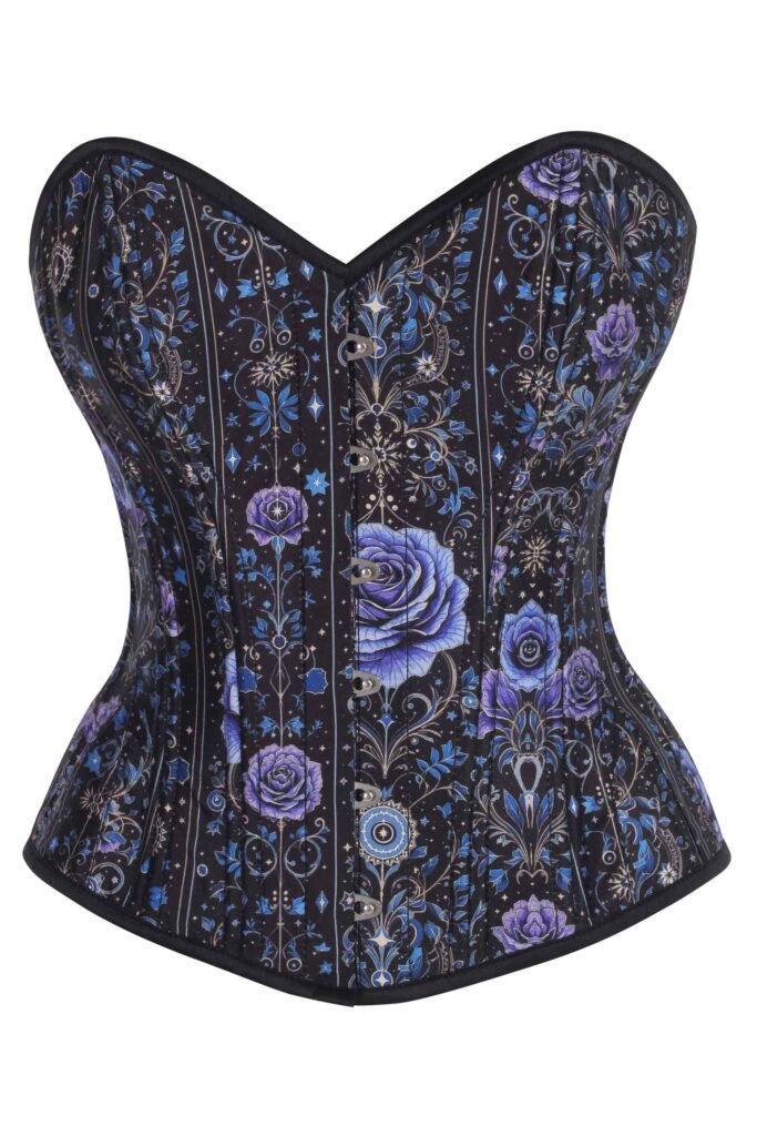 Starlit Roses Overbust Floral Satin Corset Top