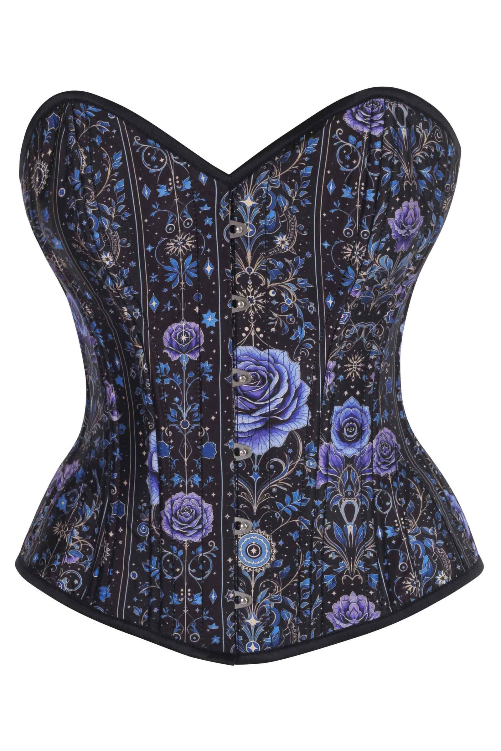 Starlit Roses Overbust Floral Satin Corset Top Starlit Roses Overbust Floral Satin Corset Top
