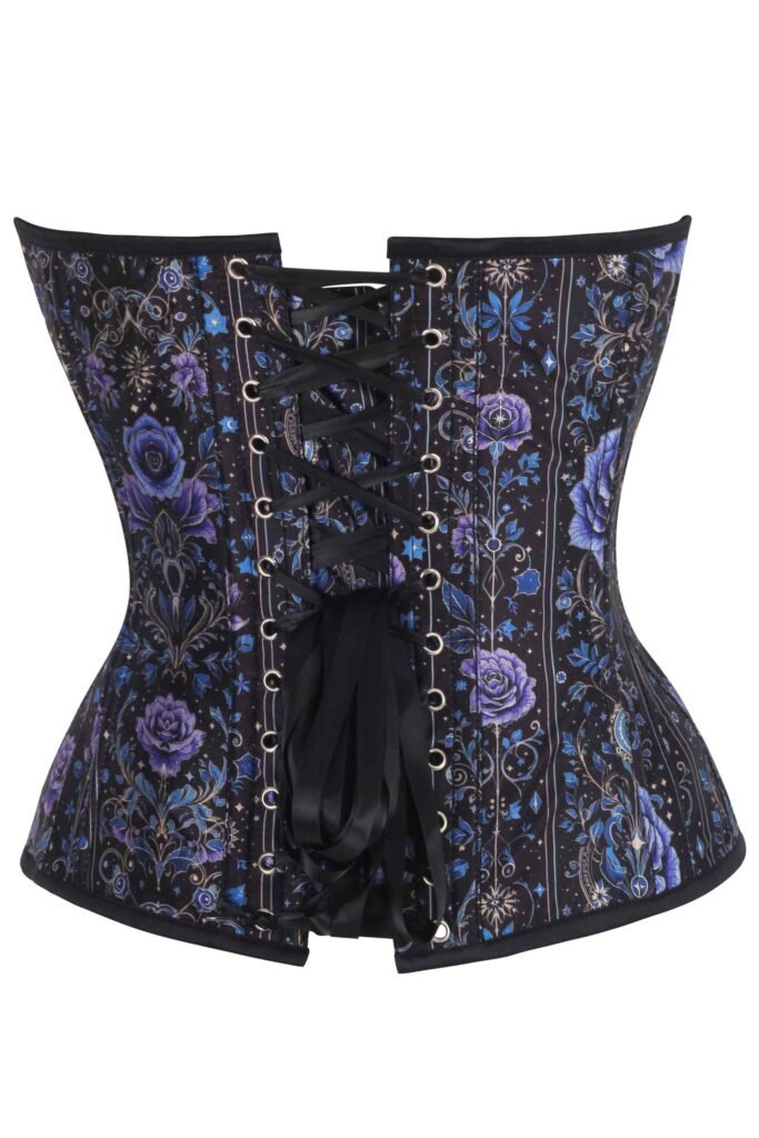 Starlit Roses Overbust Floral Satin Corset Top