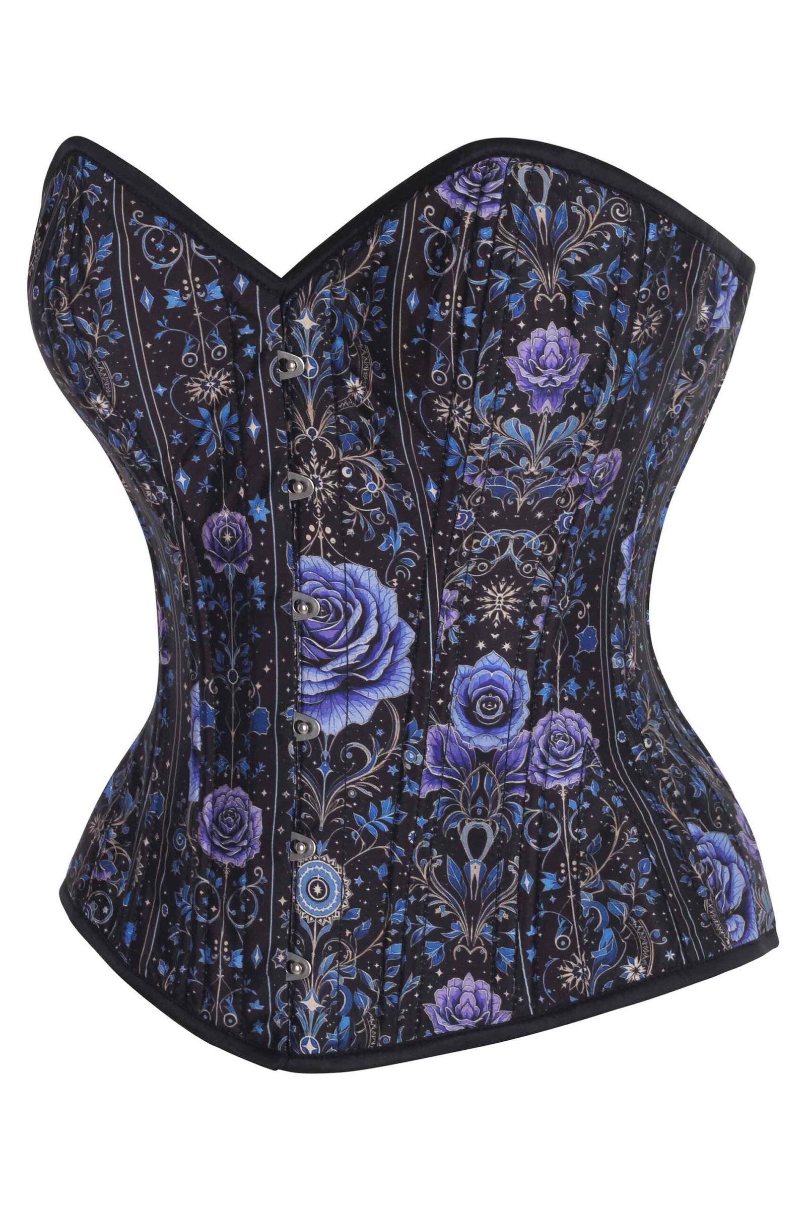 Starlit Roses Overbust Floral Satin Corset Top Starlit Roses Overbust Floral Satin Corset Top