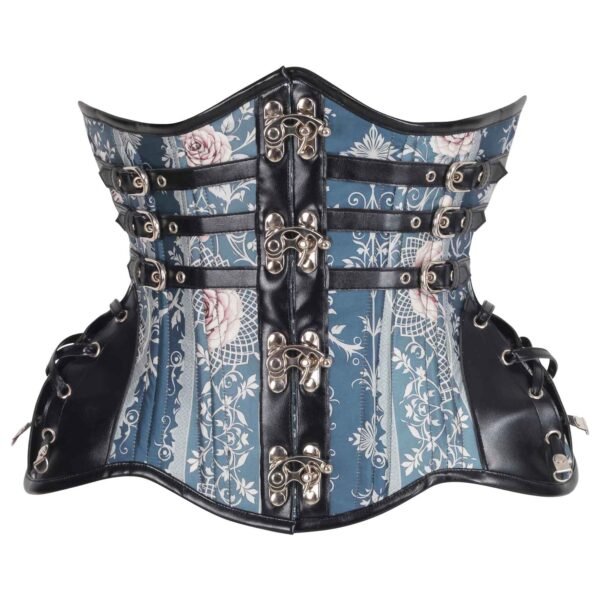Steampunk Rose Printed Underbust Gothic Corset with Hooks