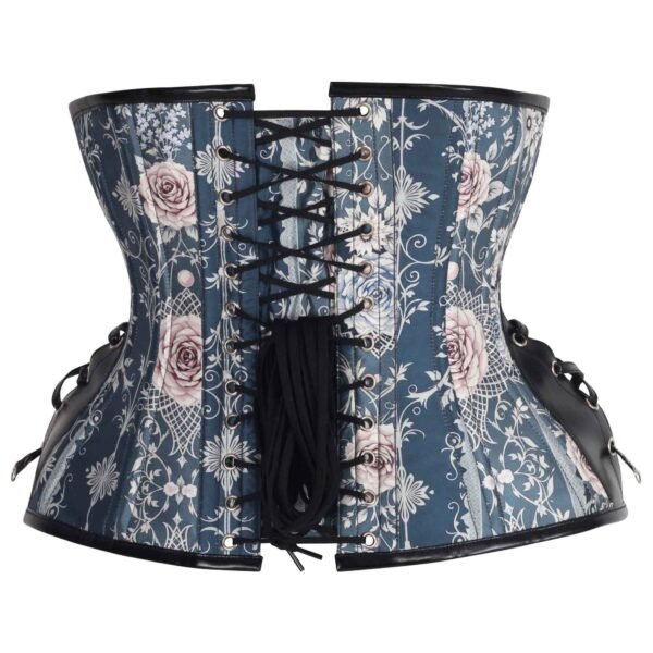 Steampunk Rose Printed Underbust Gothic Corset with Hooks