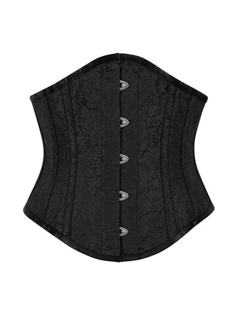 Black Brocade Waist Steel Boned Sexy Underbust Corset Black Brocade Waist Steel Boned Sexy Underbust Corset
