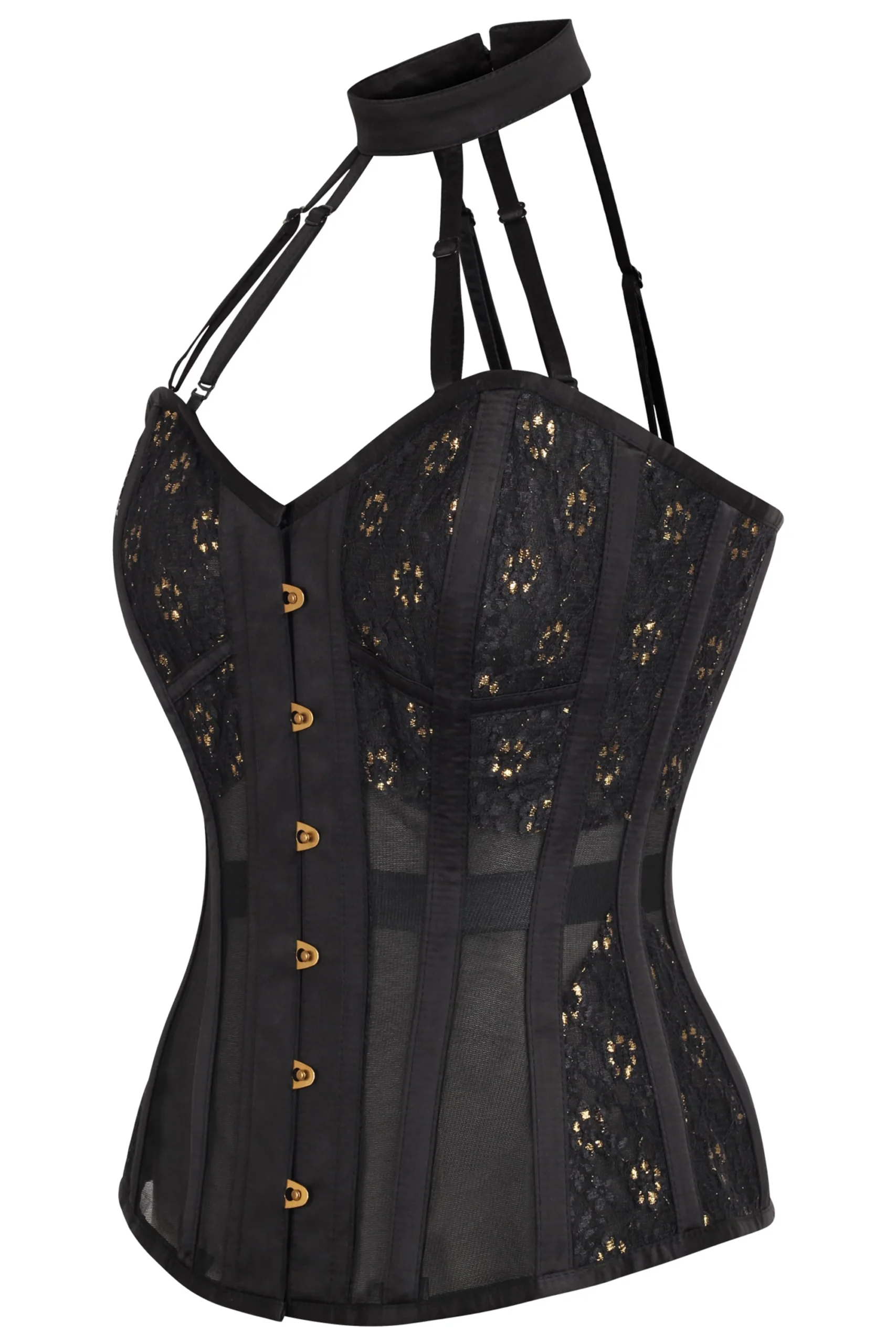 Black Mesh Halter Neck Gothic Overbust Lingerie Corset Black Mesh Halter Neck Gothic Overbust Lingerie Corset