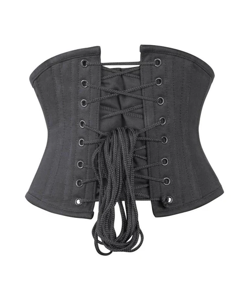 Black Cotton Steel Boned Sexy Underbust Waspie Corset Black Cotton Steel Boned Sexy Underbust Waspie Corset