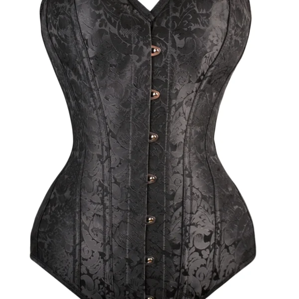 Instant Shape Black Brocade Gothic Overbust Corset Longline