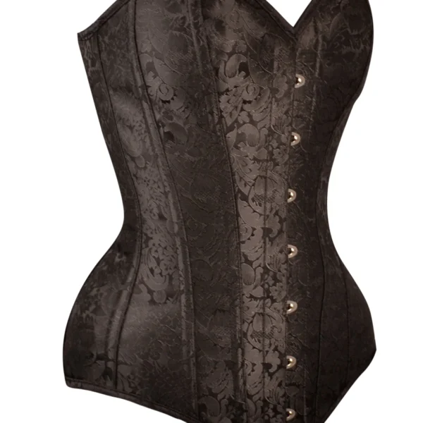 Instant Shape Black Brocade Gothic Overbust Corset Longline