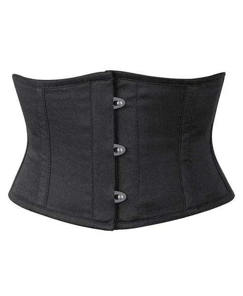 Short Black Cotton Waspie Waist Cincher Corset